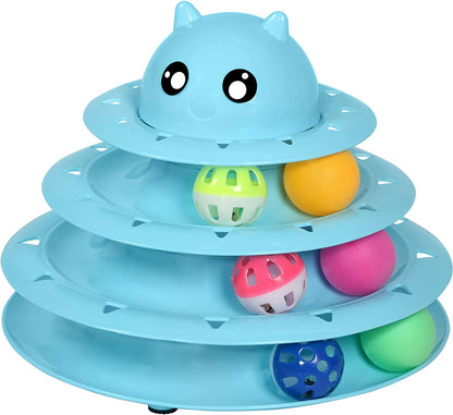 Cat Toy Roller 3-Level Turntable Cat Toys Balls with Six Colorful Balls Interact