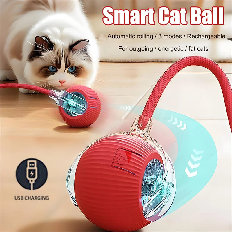 Cat Interactive Ball Toy , Automatic Rolling Cat Ball Rechargeable, Intelligent Cat Toys, Motion Activated Teasing Ball for Cat