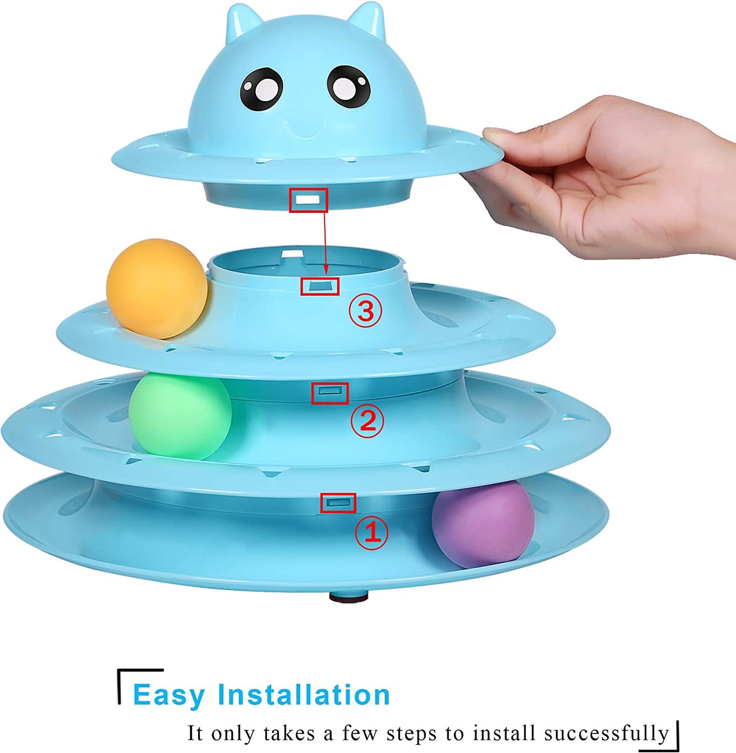 Cat Toy Roller 3-Level Turntable Cat Toys Balls with Six Colorful Balls Interact