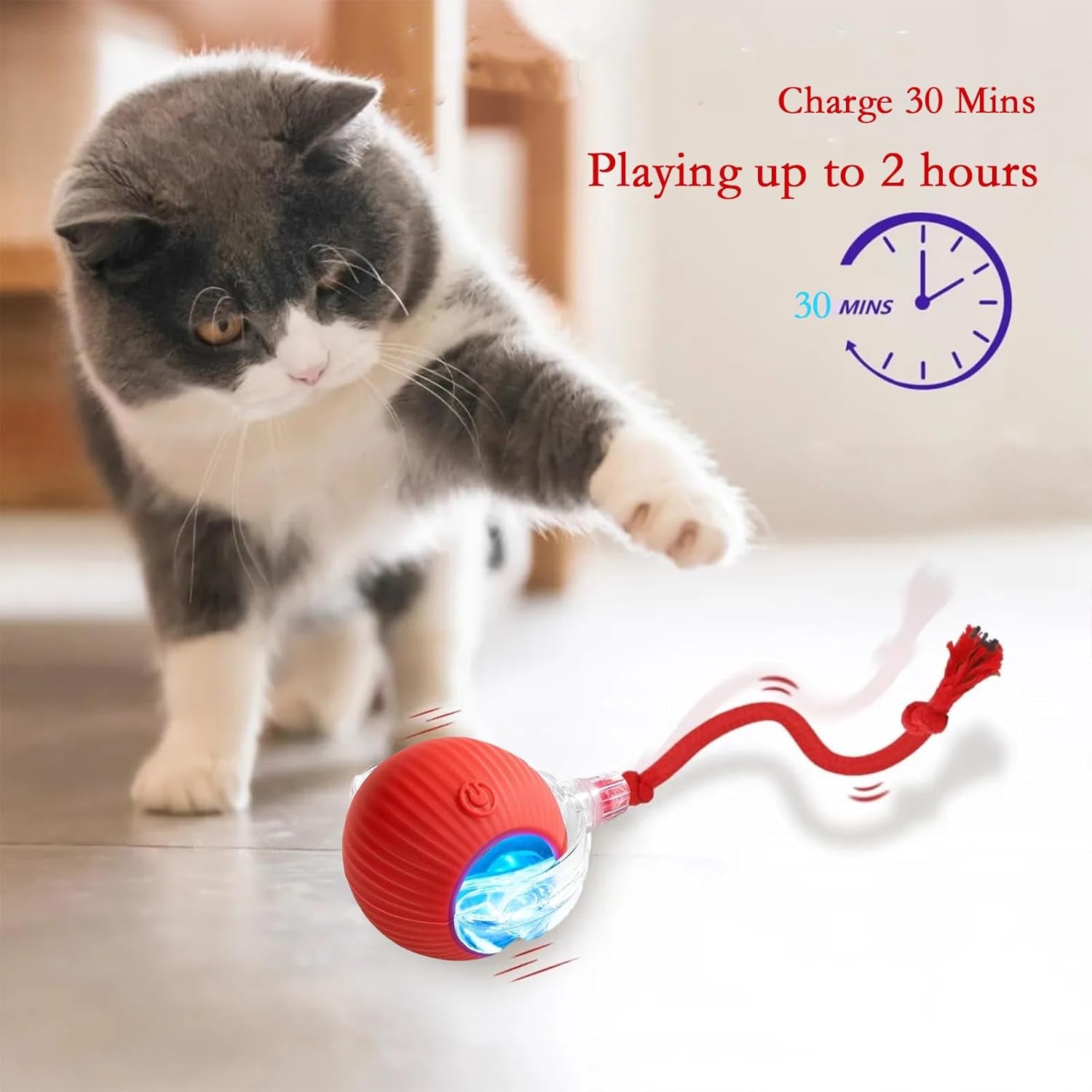Automatic Interactive Rolling Cat Toys Ball for Indoor- Rechargeable Activate Dog Pet Toy for Indoor, Self-Playing Automatic Moving Kitten Toys for Cats, Durable and Safe Material