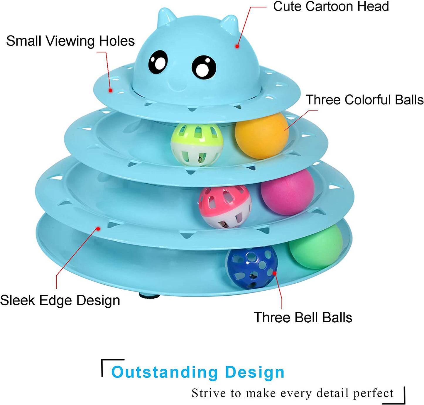 Cat Toy Roller 3-Level Turntable Cat Toys Balls with Six Colorful Balls Interact