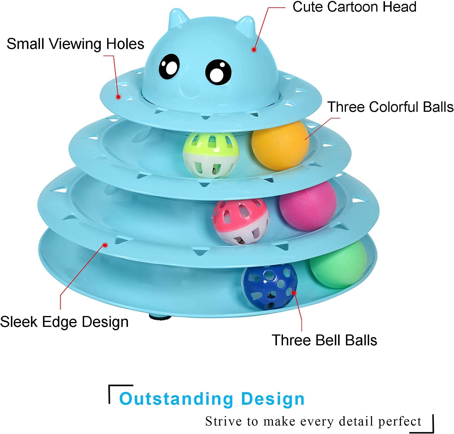 Cat Toy Roller 3-Level Turntable Cat Toys Balls with Six Colorful Balls Interact