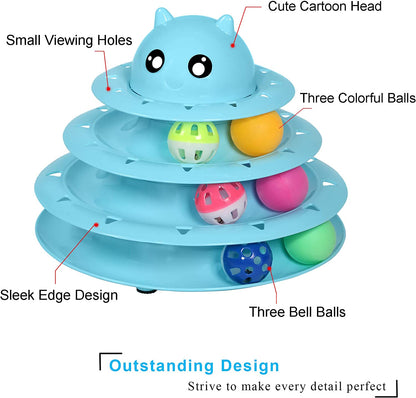 Cat Toy Roller 3-Level Turntable Cat Toys Balls with Six Colorful Balls Interact